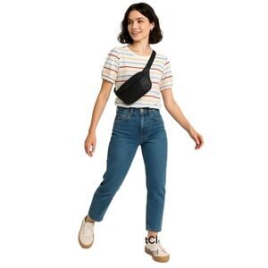 Downeast‎ Multi-Color Stripe Puff Sleeve Tee | Size Large